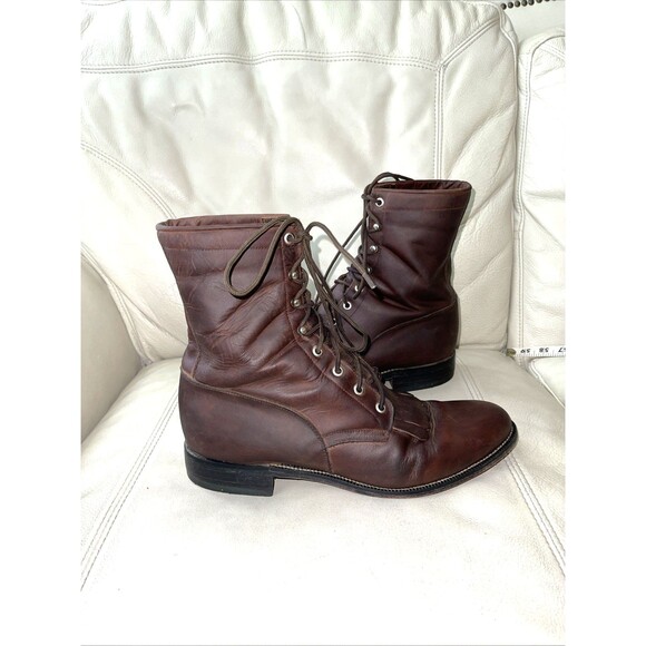 Tony Lama Vintage Packer Logger Boots Mens Size 11D Western Leather Lace Brown - Picture 4 of 14